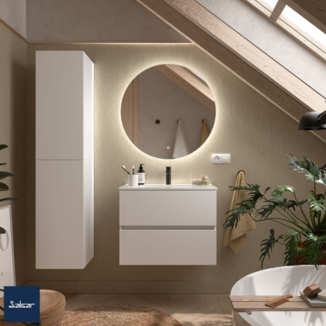 Meuble salle de bain 2 tiroirs FUSSION LINE 700 WHITE COTTON - SALGAR 96689