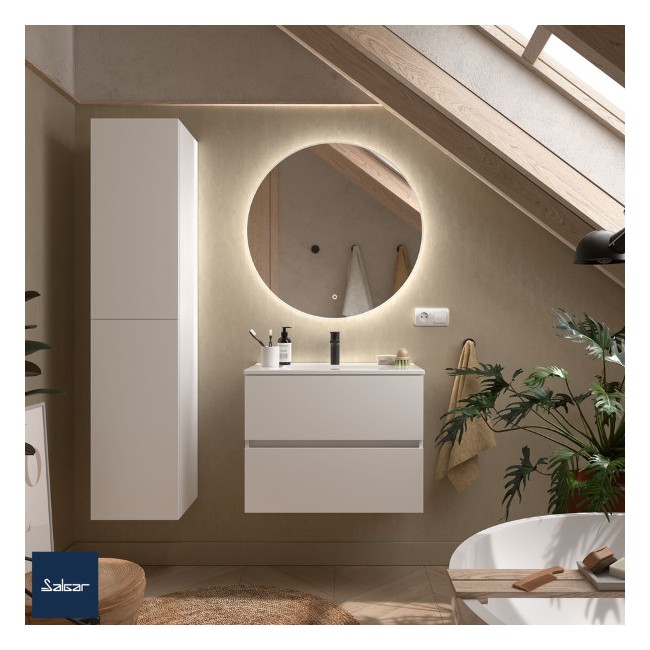 Meuble salle de bain 2 tiroirs FUSSION LINE 700 WHITE COTTON - SALGAR 96689