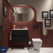 Meuble de salle de bain 2 tiroirs FUSSION LINE 700 BLACK VELVET - SALGAR 96694