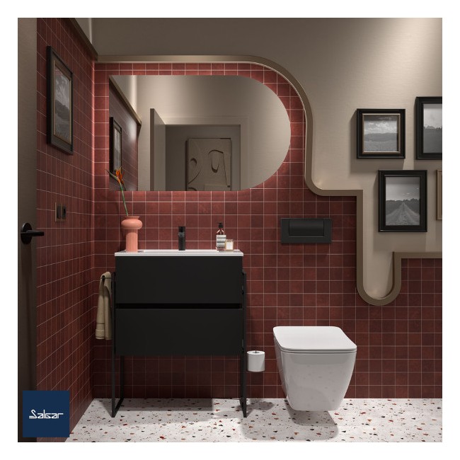 Meuble de salle de bain 2 tiroirs FUSSION LINE 700 BLACK VELVET - SALGAR 96694