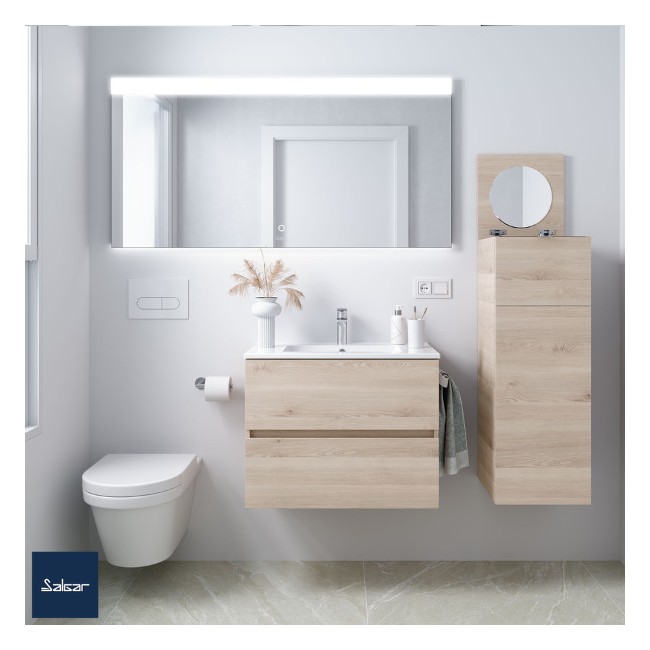 Meuble de salle de bain 2 tiroirs FUSSION LINE 700 chêne naturel - SALGAR 96695