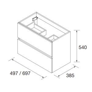 Meuble de salle de bain 2 tiroirs FUSSION LINE 500 chêne naturel - SALGAR 96680