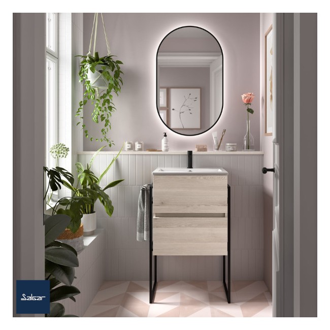 Meuble de salle de bain 2 tiroirs FUSSION LINE 500 chêne naturel - SALGAR 96680