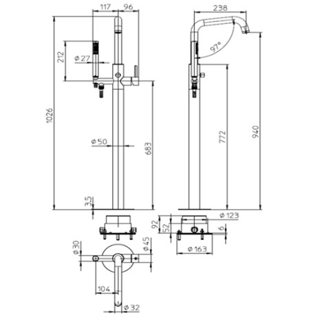 Mélangeur bain-douche à colonnette TEO - Bossini Z00751021