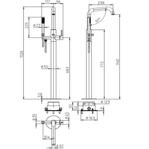 Mélangeur bain-douche à colonnette TEO - Bossini Z00752073