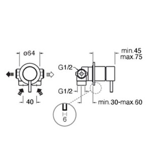 Mitigeur douche Triverde Encastré Triverde vieux bronze  - CRISTINA ONDYNA TV63893