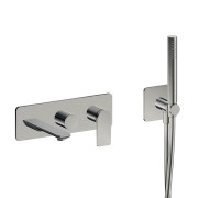 facade encastrée bain douche 2 sorties metal brosse - CRISTINA ONDYNA BA10277 