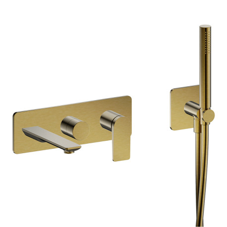 Façade encastrée bain douche 2 sorties or brosse - CRISTINA ONDYNA BA10296P 