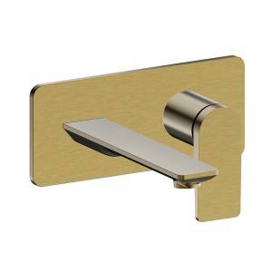 Façade mitigeur lavabo encastré bec de 185 mm or brosse - CRISTINA ONDYNA BA25696P 