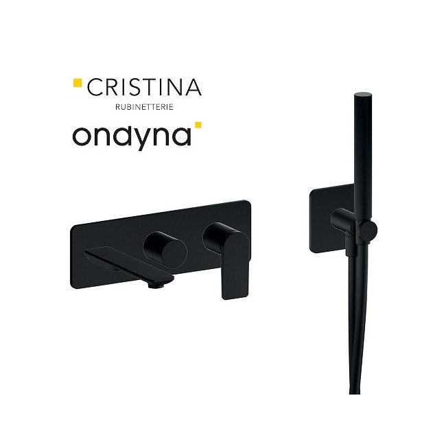 Façade encastrée bain douche 2 sorties black mat - CRISTINA ONDYNA BA10213 