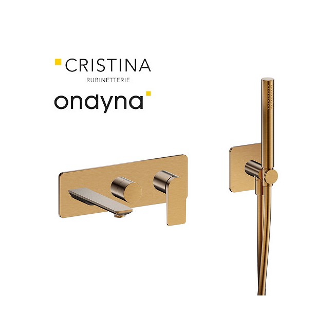 Façade encastrée bain douche 2 sortiesor rose brosse - CRISTINA ONDYNA BA10234P 