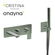 Façade encastrée bain douche 2 sorties chrome noir brosse - CRISTINA ONDYNA BA10275 