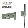Façade encastrée bain douche 2 sorties chrome noir brosse - CRISTINA ONDYNA BA10275