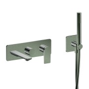 Façade encastrée bain douche 2 sorties chrome noir brosse - CRISTINA ONDYNA BA10275 