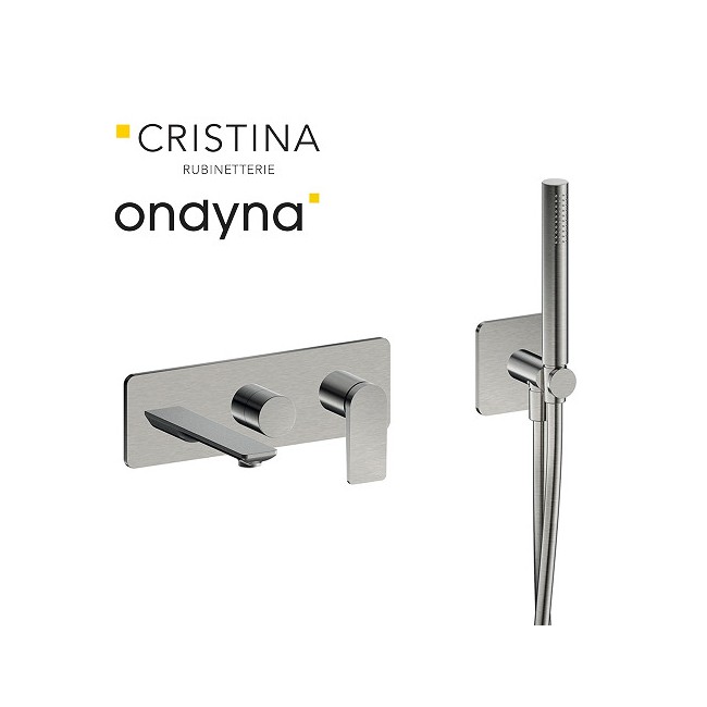 facade encastrée bain douche 2 sorties metal brosse - CRISTINA ONDYNA BA10277 
