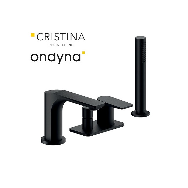 Mitigeur bain-douche 4 trous sur gorge black mat - CRISTINA ONDYNA BA18113 