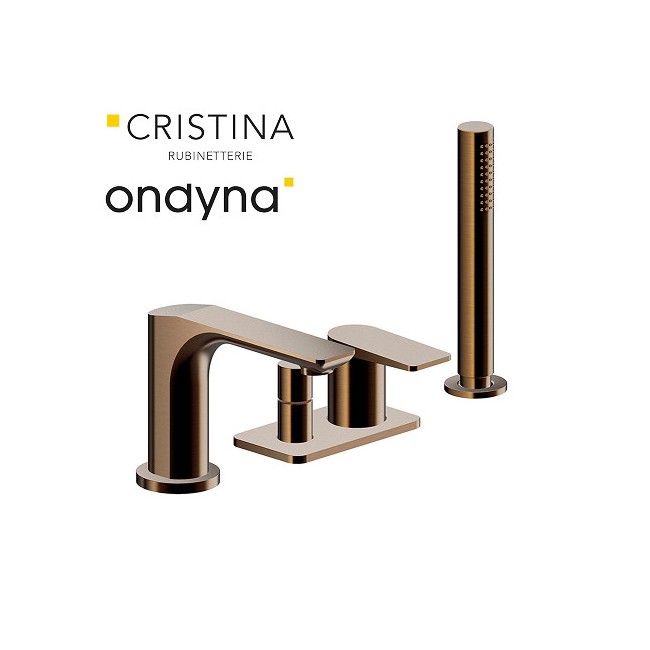 Mitigeur bain-douche 4 trous sur gorgeor rose brosse - CRISTINA ONDYNA BA18134P 