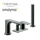 Mitigeur bain-douche 4 trous sur gorge chrome noir brosse - CRISTINA ONDYNA BA18175