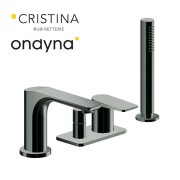 Mitigeur bain-douche 4 trous sur gorge chrome noir brosse - CRISTINA ONDYNA BA18175 