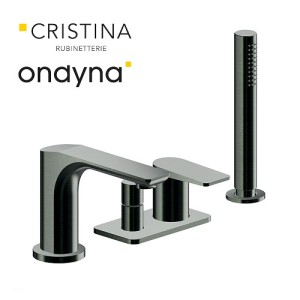 Mitigeur bain-douche 4 trous sur gorge chrome noir brosse - CRISTINA ONDYNA BA18175 