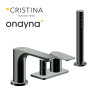 Mitigeur bain-douche 4 trous sur gorge chrome noir brosse - CRISTINA ONDYNA BA18175