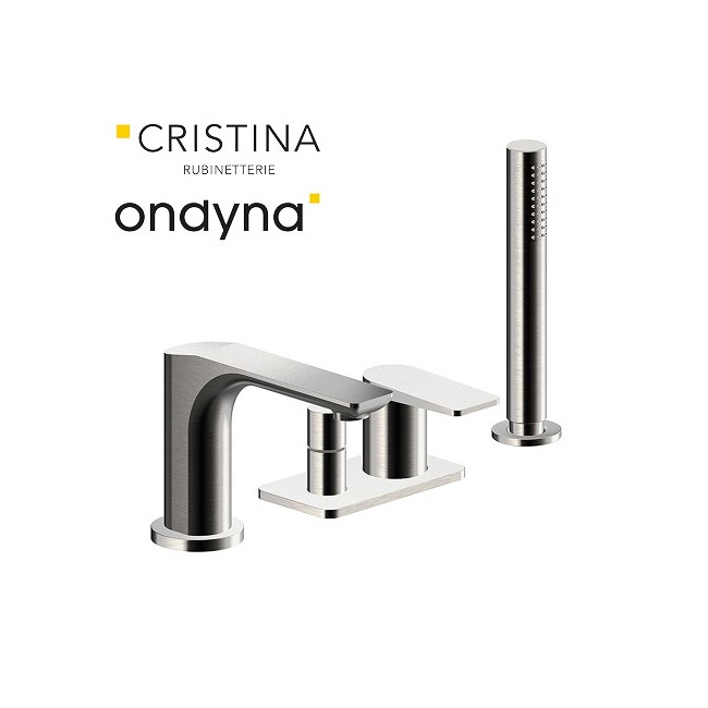 Mitigeur bain-douche 4 trous sur gorge metal brosse - CRISTINA ONDYNA BA18177 