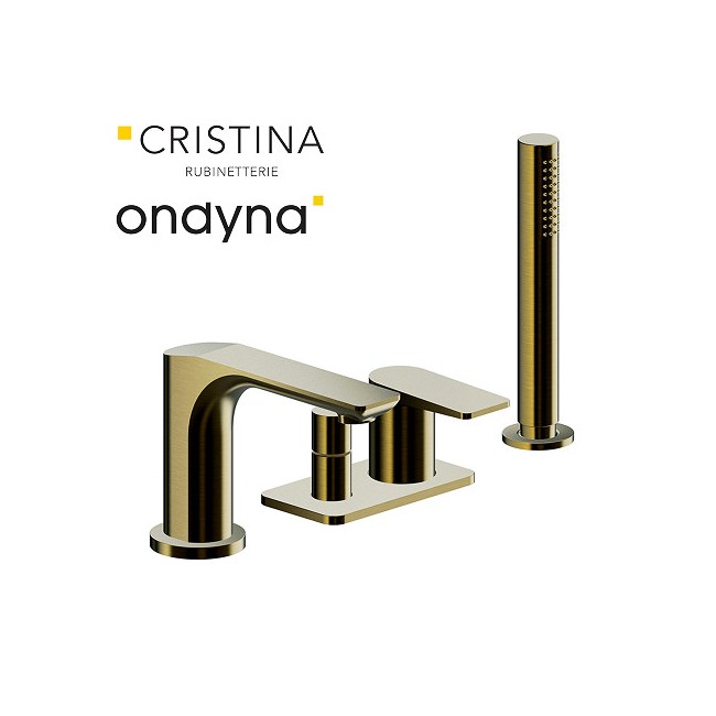 Mitigeur bain-douche 4 trous sur gorge or brosse - CRISTINA ONDYNA BA18196P 