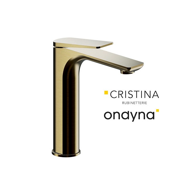 Mitigeur lavabo mi-haut avec vidage up&down or brosse - CRISTINA ONDYNA BA22796P 