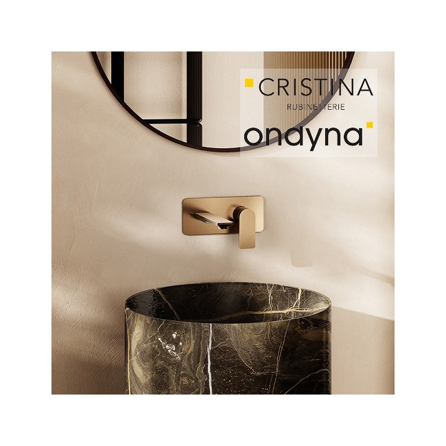 Façade mitigeur lavabo encastré bec 185 mm or rose brosse - CRISTINA ONDYNA BA25634P 