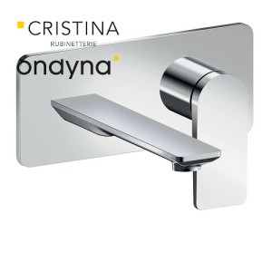 Façade mitigeur lavabo encastré ac plaque bec 185 mm chromé - CRISTINA ONDYNA BA25651 