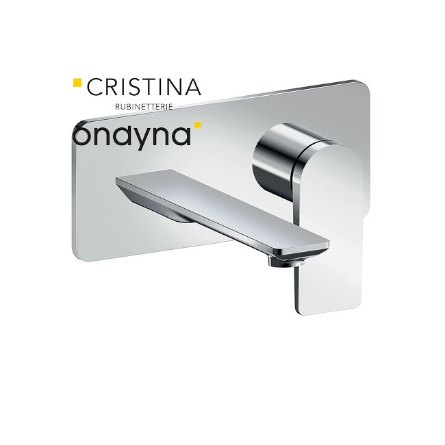 Façade mitigeur lavabo encastré ac plaque bec 185 mm chromé - CRISTINA ONDYNA BA25651 