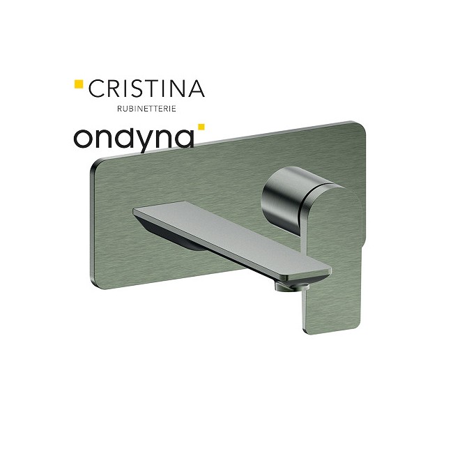 Façade mitigeur lavabo encastré bec 185 mm chrome noir bross - CRISTINA ONDYNA BA25675 