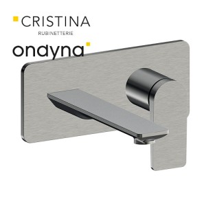 Façade mitigeur lavabo encastré bec de 185 mm metal brosse - CRISTINA ONDYNA BA25677 