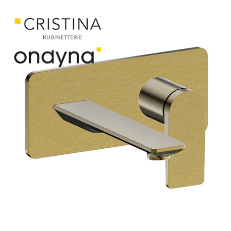 Façade mitigeur lavabo encastré bec de 185 mm or brosse - CRISTINA ONDYNA BA25696P 