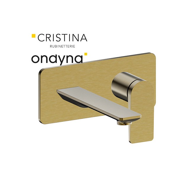 Façade mitigeur lavabo encastré bec de 185 mm or brosse - CRISTINA ONDYNA BA25696P 