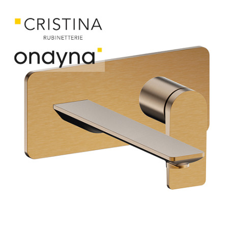 Façade mitigeur lavabo encastré bec de 225 mm or rose brosse - CRISTINA ONDYNA BA25834P 