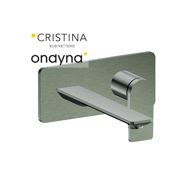 Façade mitigeur lavabo encastré bec 225 mm chrome noir bross - CRISTINA ONDYNA BA25875 