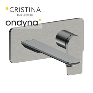 Façade mitigeur lavabo encastré bec de 225 mm metal brosse - CRISTINA ONDYNA BA25877 