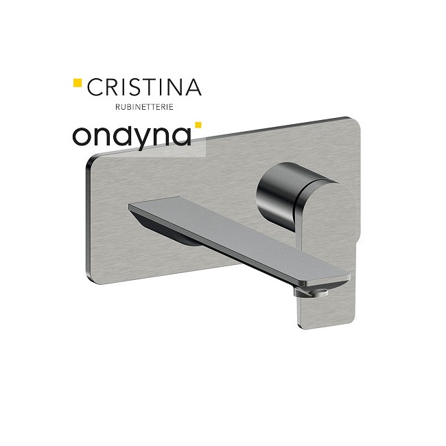 Façade mitigeur lavabo encastré bec de 225 mm metal brosse - CRISTINA ONDYNA BA25877 