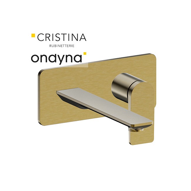 Façade mitigeur lavabo encastré bec de 225 mm or brosse - CRISTINA ONDYNA BA25896P 