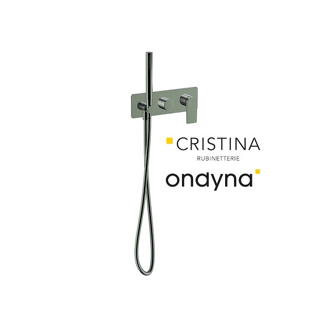 Façade douche/bain douche 2 sorties chrome noir brosse - CRISTINA ONDYNA BA60275 