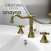 Lavabo chambord 3 trous bec potence vieux bronze mat +vidage - CRISTINA ONDYNA CH11293 