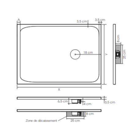Receveur extra-plat 100X100 Kinesurf Nova Blanc mat - KINEDO RD1232BM