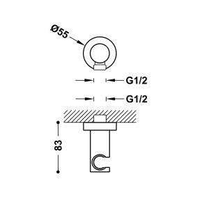 Support fixe avec arrivée d’eau pour douchette Or 24K - TRES 26118221OR 