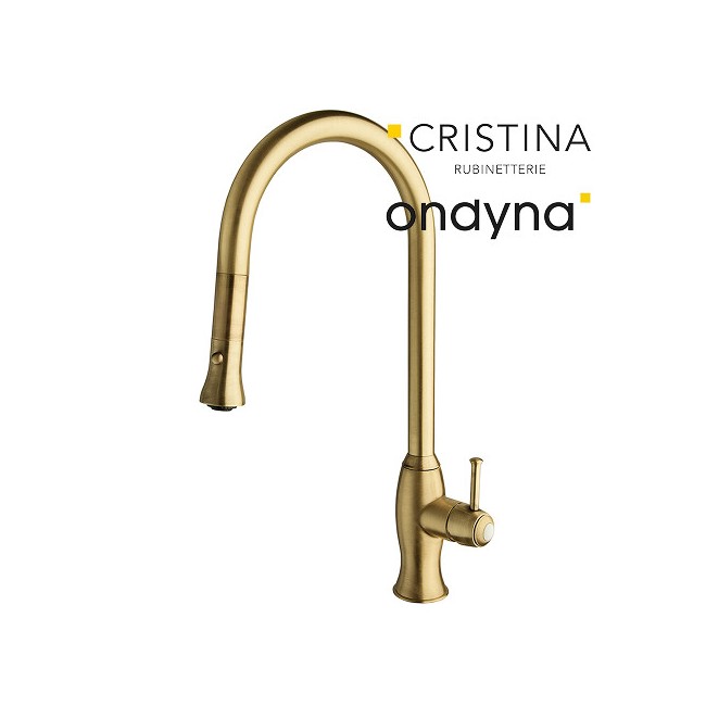 Évier retro canova avec douchette bi-jets vieux bronze mat - CRISTINA ONDYNA KA53093 