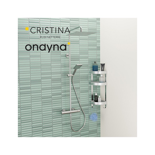 Colonne de douche thermostatique pomme carre 25 metal brosse - CRISTINA ONDYNA OG47677 