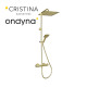 Colonne de douche thermostatique pomme carre 25 or brosse - CRISTINA ONDYNA OG47696P