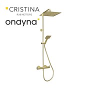 Colonne de douche thermostatique pomme carre 25 or  brosse - CRISTINA ONDYNA OG47696P 