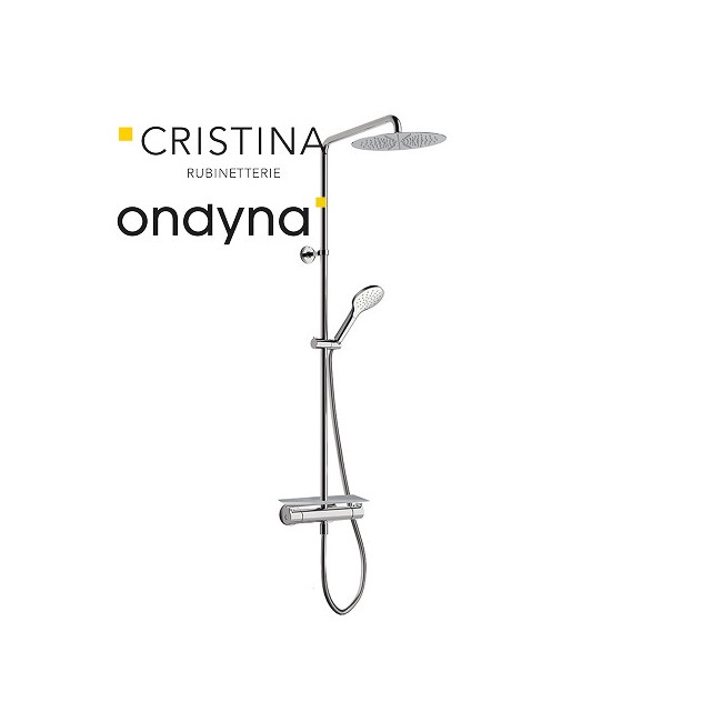 Colonne de douche porte savon  + pomme ronde omega chromé - CRISTINA ONDYNA OG48751 