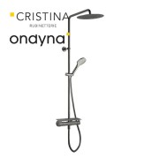 Colonne de douche porte savon  omega chromé noir brossé - CRISTINA ONDYNA OG48775 